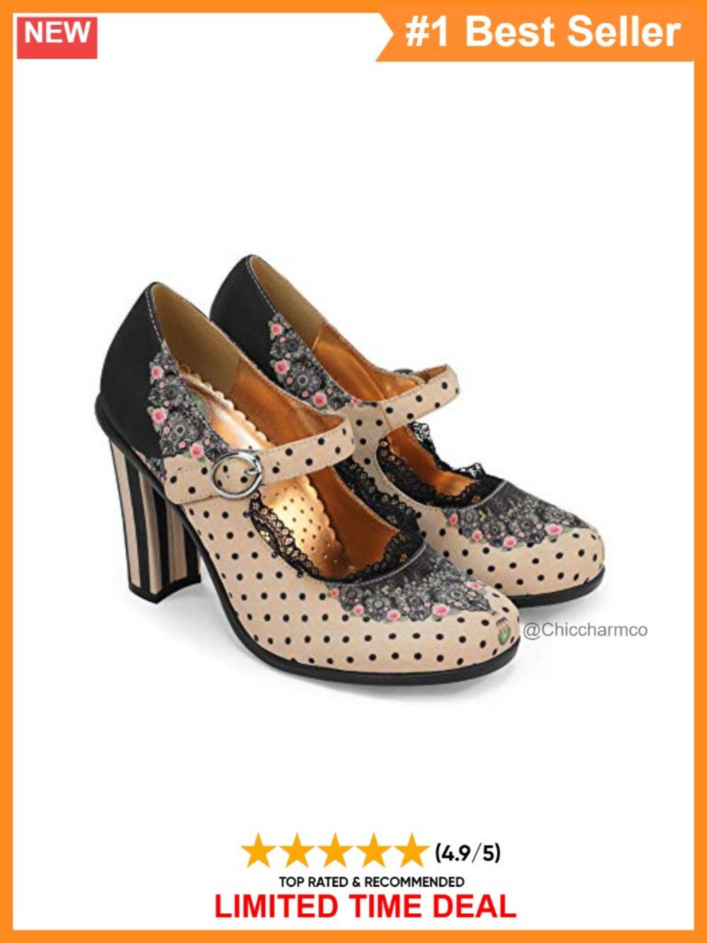 Vegan High Heel Pump 3.9 Inch Mary Jane Formal Dress Shoe